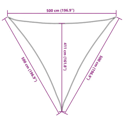 Solsegel 160 g/m² triangulär ljusgrå 5x5x5 m HDPE