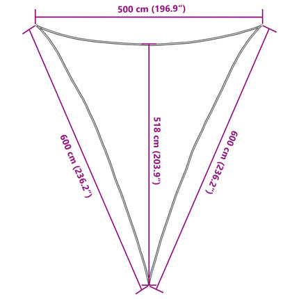 Solsegel 160 g/m² triangulär ljusgrå 5x6x6 m HDPE