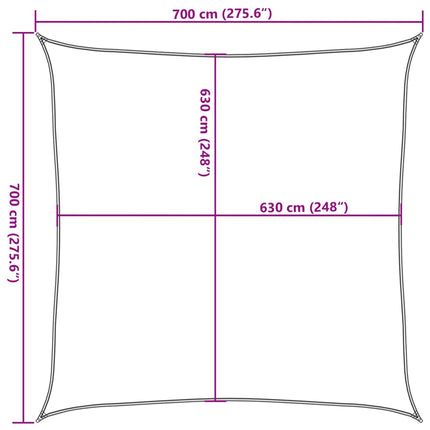 Solsegel 160 g/m² fyrkantig sand 7x7 m HDPE