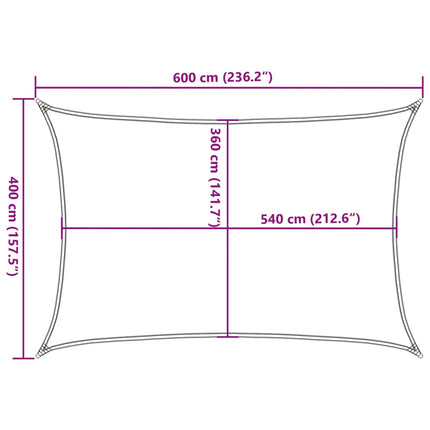 Solsegel 160 g/m² rektangulär sand 4x6 m HDPE