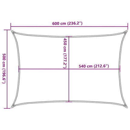 Solsegel 160 g/m² rektangulär sand 5x6 m HDPE