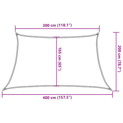 Solsegel 160 g/m² trapezoid ljusgrå 3/4x2 m HDPE