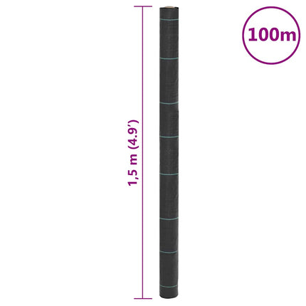 Ogräsmembran svart 1,5x100 m PP