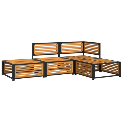 Loungeset med dynor 4 delar massivt akaciaträ