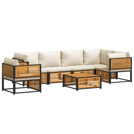 Soffgrupp för trädgården med dynor 7 delar massivt akaciaträ