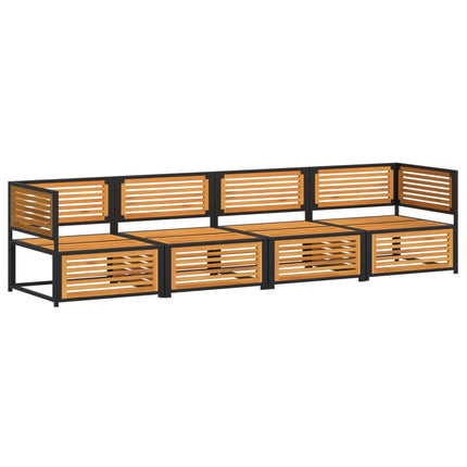Loungeset med dynor 4 delar massivt akaciaträ