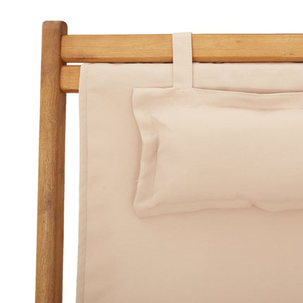 Hopfällbara solstolar 2 st beige tyg och massivt trä