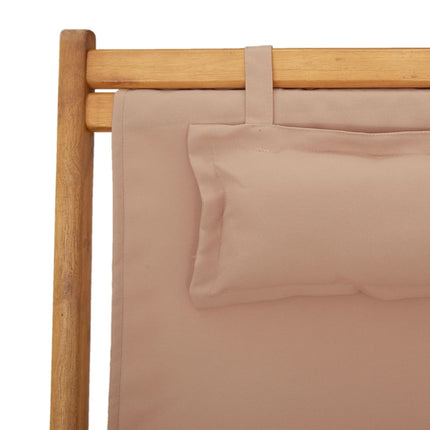 Hopfällbara solstolar 2 st taupe tyg och massivt trä