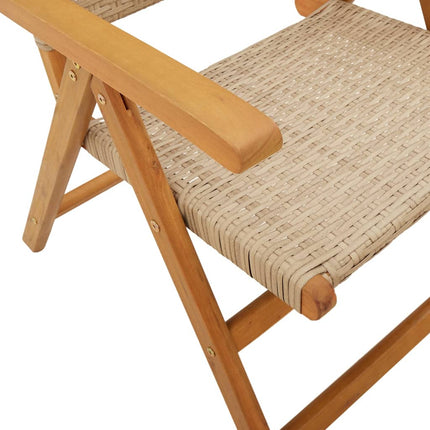 Justerbara trädgårdsstolar 4 st beige konstrotting/massivt trä