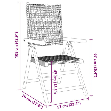 Justerbara trädgårdsstolar 4 st beige konstrotting/massivt trä
