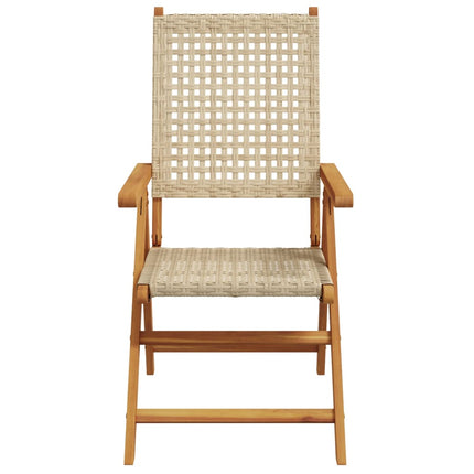 Justerbara trädgårdsstolar 6 st beige konstrotting/massivt trä