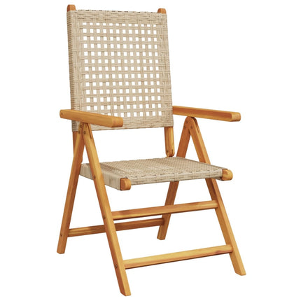 Justerbara trädgårdsstolar 8 st beige konstrotting/massivt trä