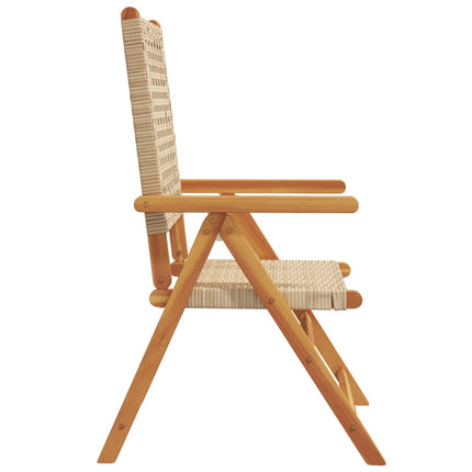 Justerbara trädgårdsstolar 8 st beige konstrotting/massivt trä