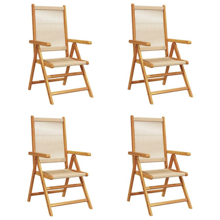 Justerbara trädgårdsstolar 4 st beige massivt akaciaträ