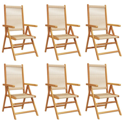 Justerbara trädgårdsstolar 6 st beige massivt akaciaträ