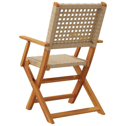 Hopfällbara trädgårdsstolar 4 st beige konstrotting/massivt trä