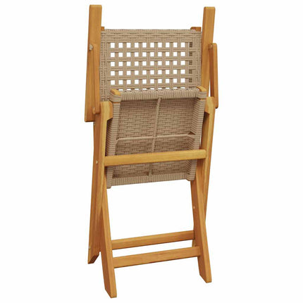 Hopfällbara trädgårdsstolar 4 st beige konstrotting/massivt trä
