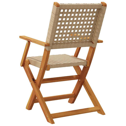 Hopfällbara trädgårdsstolar 6 st beige konstrotting/massivt trä