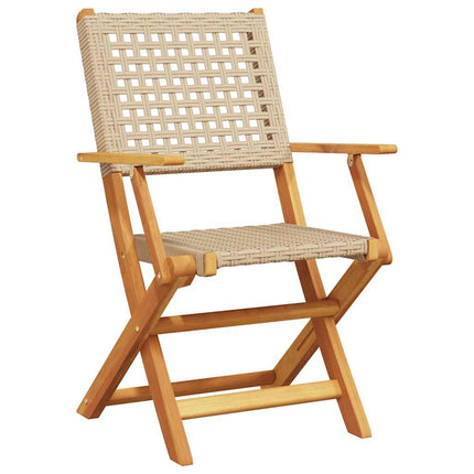 Hopfällbara trädgårdsstolar 8 st beige konstrotting/massivt trä