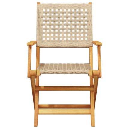 Hopfällbara trädgårdsstolar 8 st beige konstrotting/massivt trä