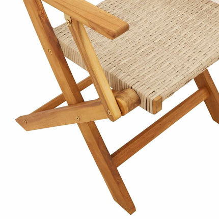 Hopfällbara trädgårdsstolar 8 st beige konstrotting/massivt trä