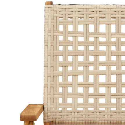 Hopfällbara trädgårdsstolar 8 st beige konstrotting/massivt trä