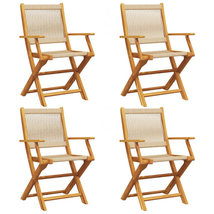 Hopfällbara trädgårdsstolar 4 st beige massivt akaciaträ