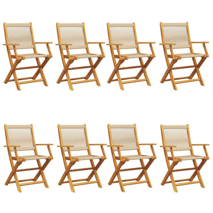 Hopfällbara trädgårdsstolar 8 st beige massivt akaciaträ