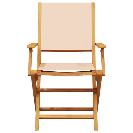 Hopfällbara trädgårdsstolar 4 st beige tyg och massivt trä