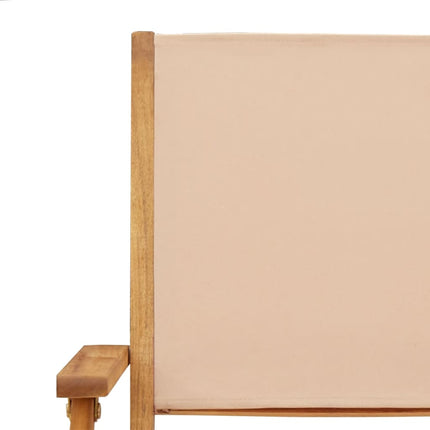 Hopfällbara trädgårdsstolar 6 st beige tyg och massivt trä