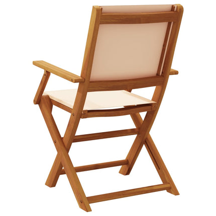 Hopfällbara trädgårdsstolar 8 st beige tyg och massivt trä