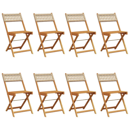 Hopfällbara trädgårdsstolar 8 st beige konstrotting/massivt trä
