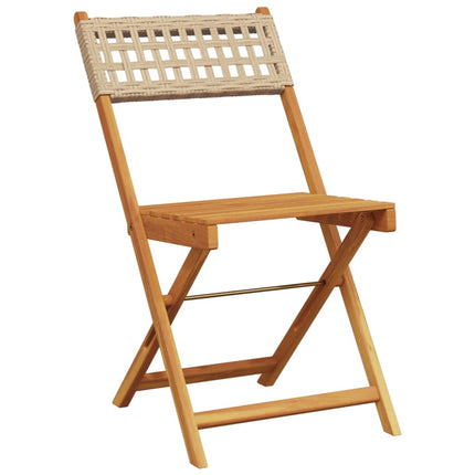 Hopfällbara trädgårdsstolar 8 st beige konstrotting/massivt trä