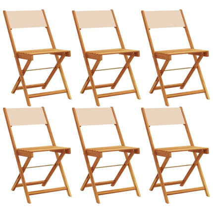 Hopfällbara trädgårdsstolar 6 st beige tyg och massivt trä