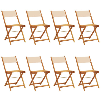 Hopfällbara trädgårdsstolar 8 st beige tyg och massivt trä