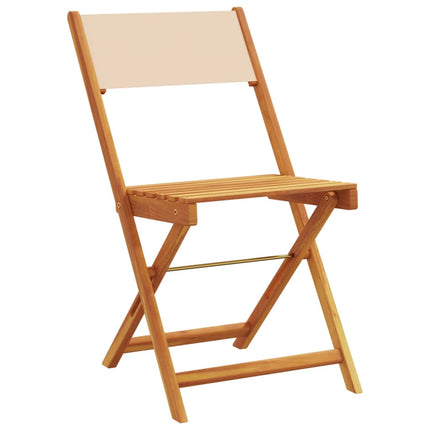 Hopfällbara trädgårdsstolar 8 st beige tyg och massivt trä