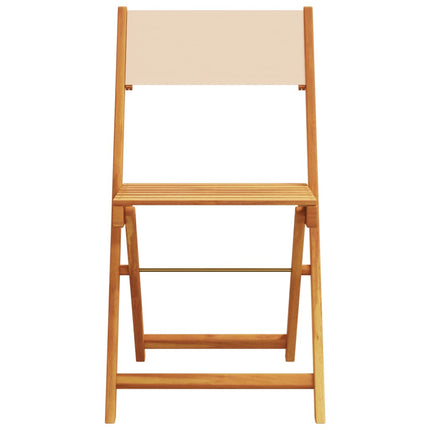 Hopfällbara trädgårdsstolar 8 st beige tyg och massivt trä