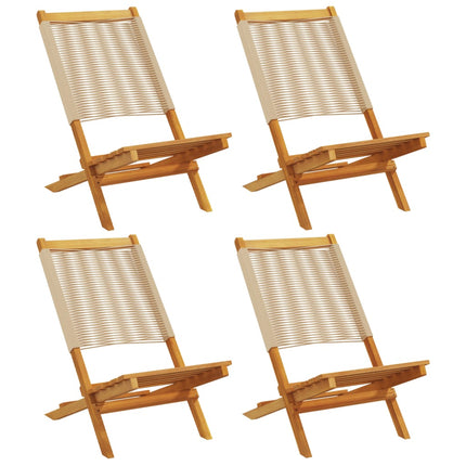 Hopfällbara trädgårdsstolar 4 st beige massivt akaciaträ