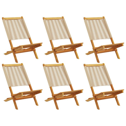 Hopfällbara stolar 6 st beige massivt trä akacia