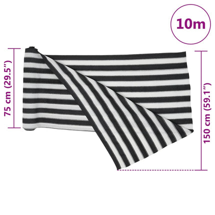 Insynsskyddsnät antracit och vit 1,5x10 m HDPE 195 g/m²