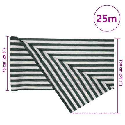 Insynsskyddsnät grön och vit 1,5x25 m HDPE 150 g/m²