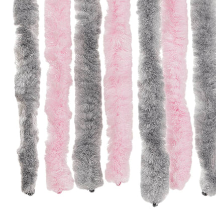 Insektsgardin silvergrå och rosa 118x220 cm chenille