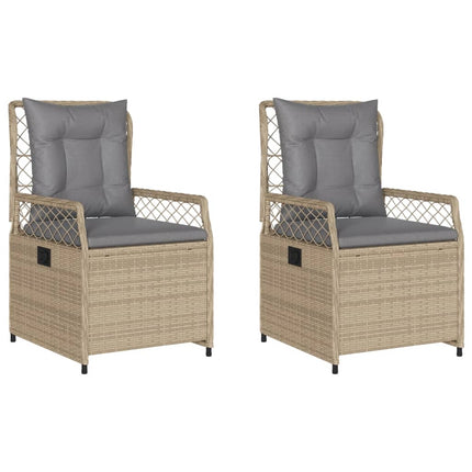 Justerbara trädgårdsstolar 2 st beige konstrotting