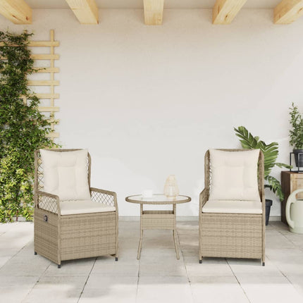Justerbara trädgårdsstolar 2 st beige konstrotting