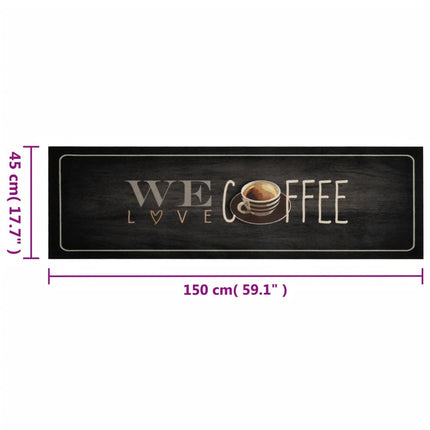 Köksmatta maskintvättbar text Coffee 45x150 cm sammet