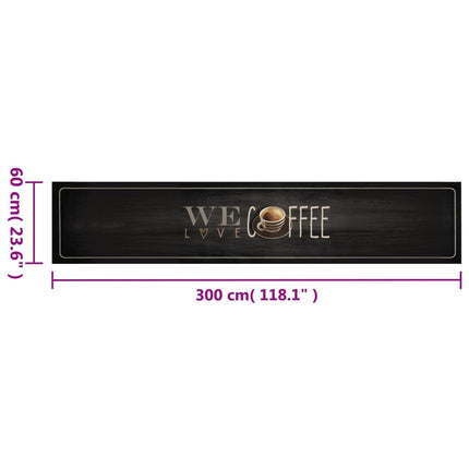 Köksmatta maskintvättbar text kaffe 60x300 cm sammet