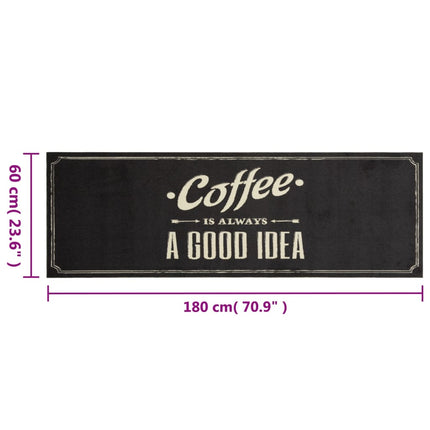 Köksmatta maskintvättbar text Coffee 60x180 cm sammet