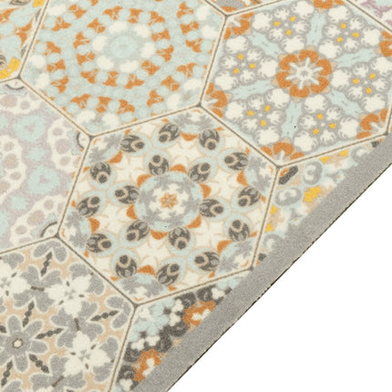Köksmatta maskintvättbar hexagon pastell 60x180 cm sammet