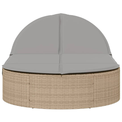 Dubbel solsäng med dynor beige konstrotting