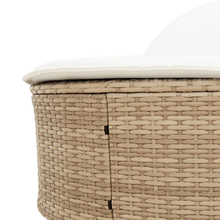Dubbel solsäng med dynor beige konstrotting